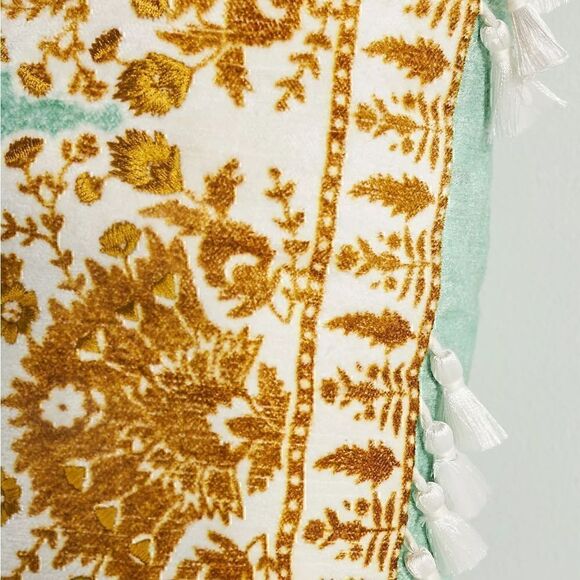 Anthropologie Tiya Tassel Pillow New With Tags 20x20 - Picture 3 of 4